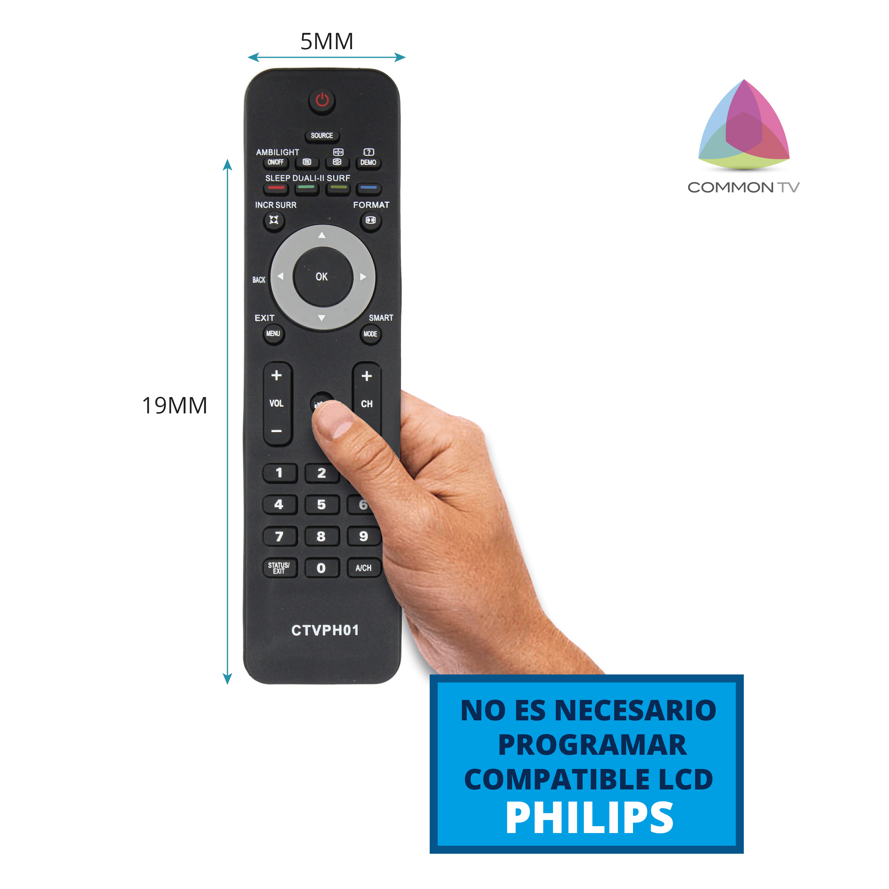 Mando a distancia compatible con Philips TV HD, LED, LCD