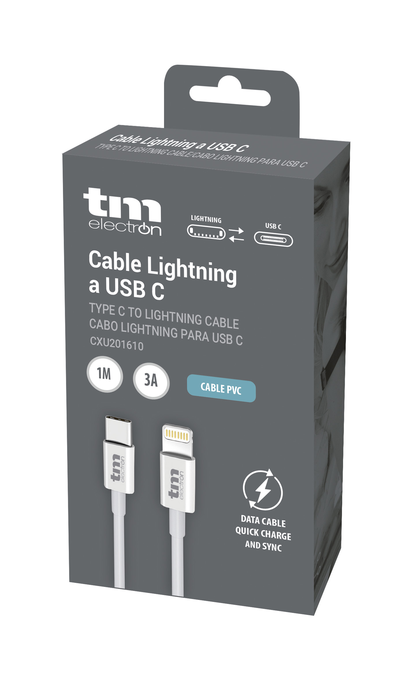 Cable Lightning a USB C (PVC_1m.) - TM Electron