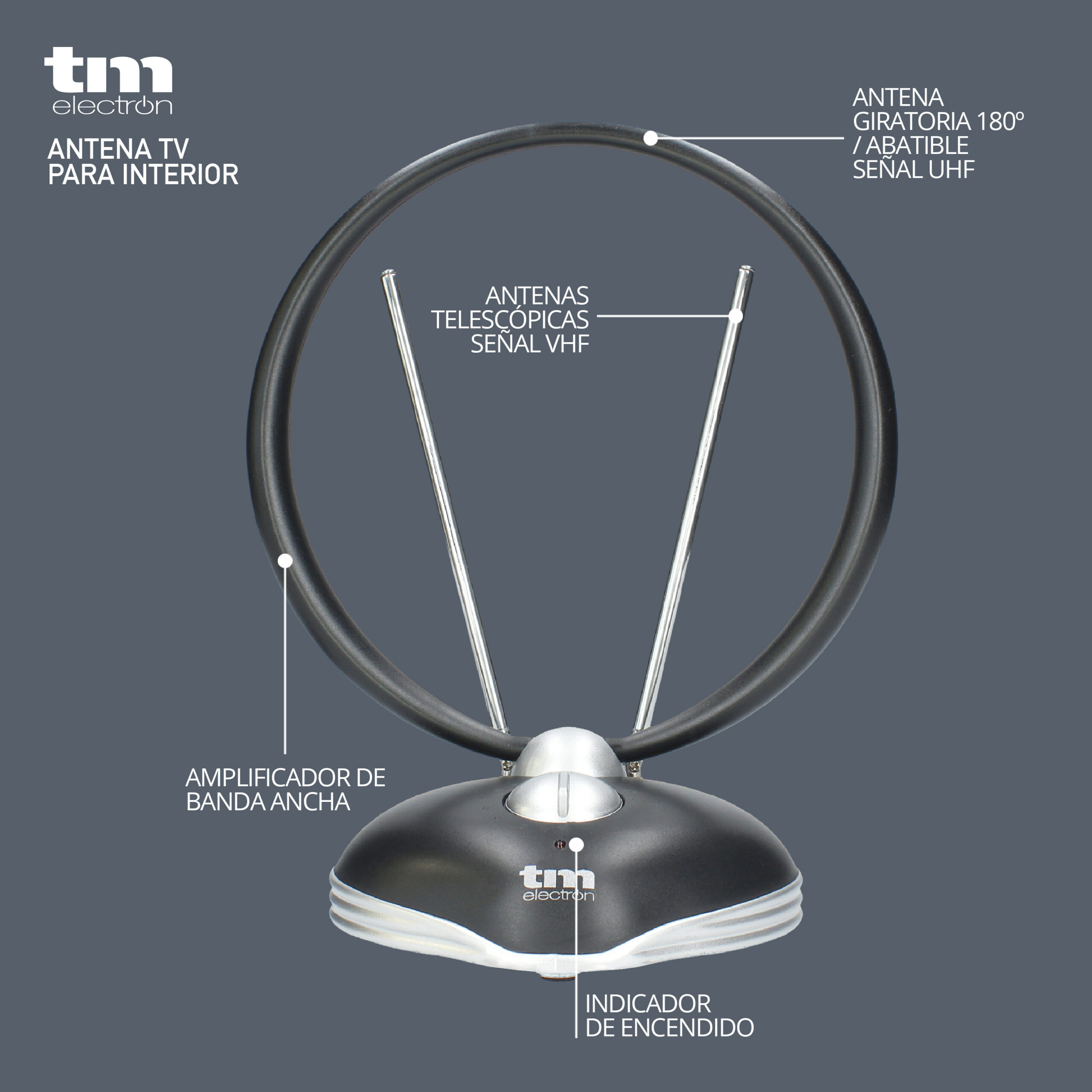 AMPLIFICADOR ANTENA TV INTERIOR UHF/VHF 2 SALIDAS FILTRO LTE 5G TM