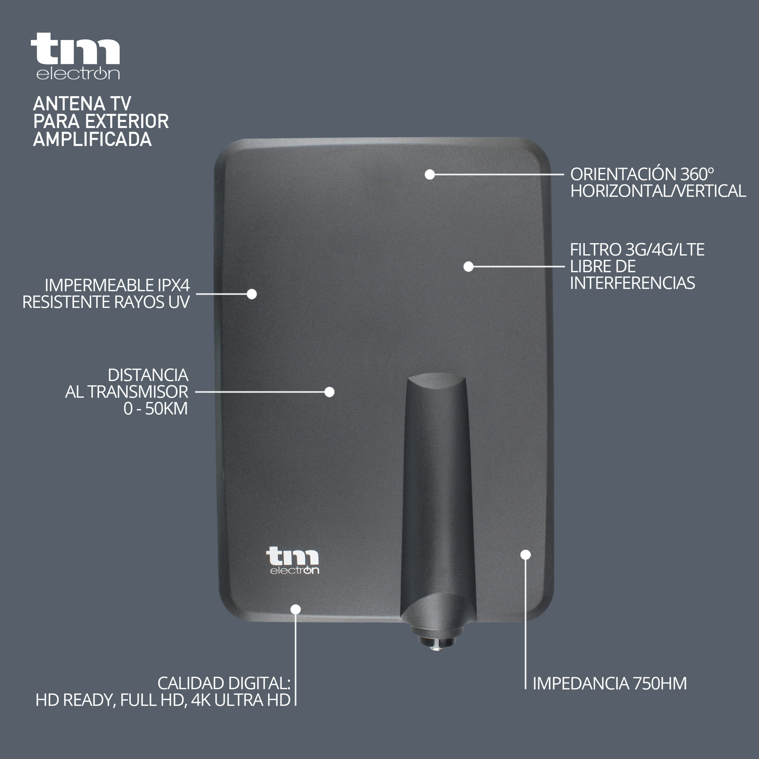 BeMatik - Antena de exterior de TV/TDT UHF de 15dB tipo fácil montaje