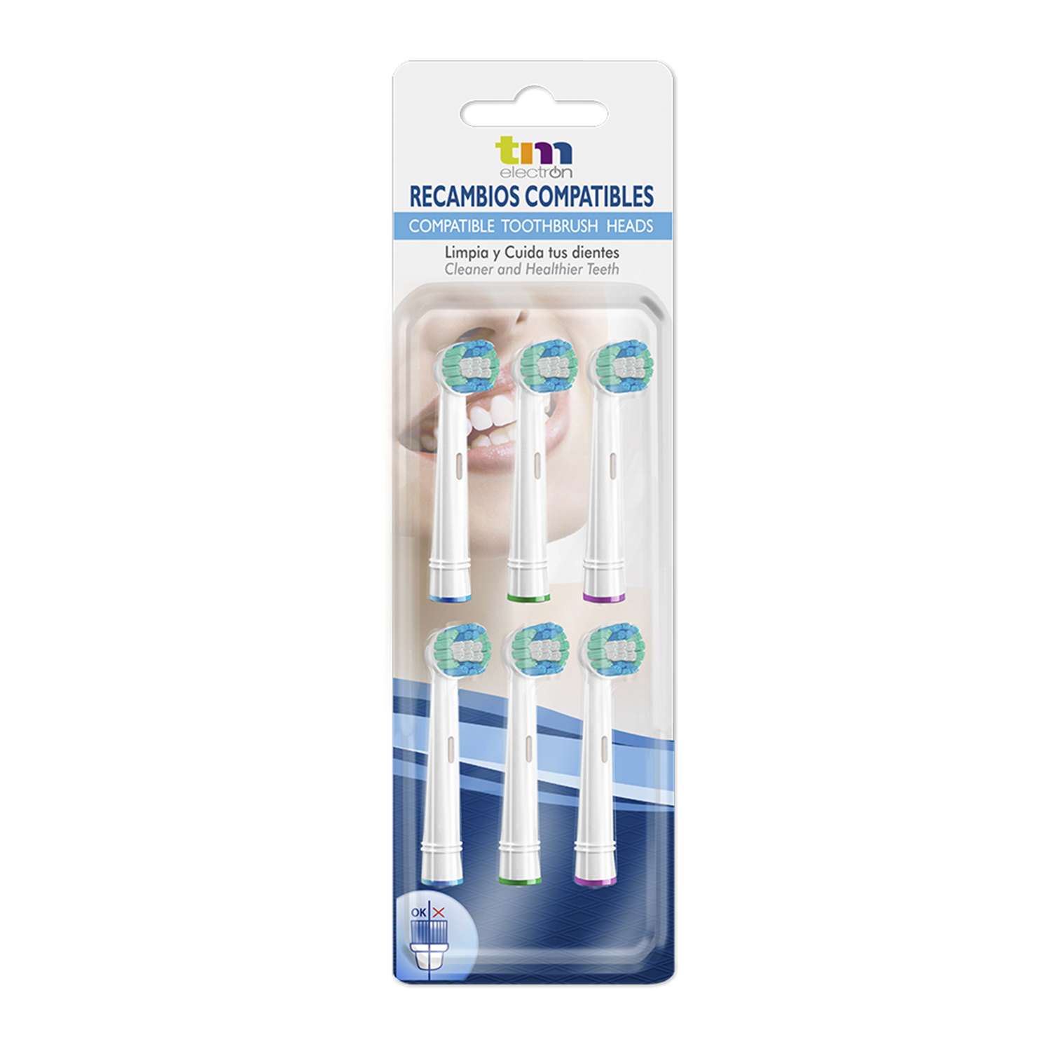 Recambio cepillo eléctrico compatible x 6 - TM Electron