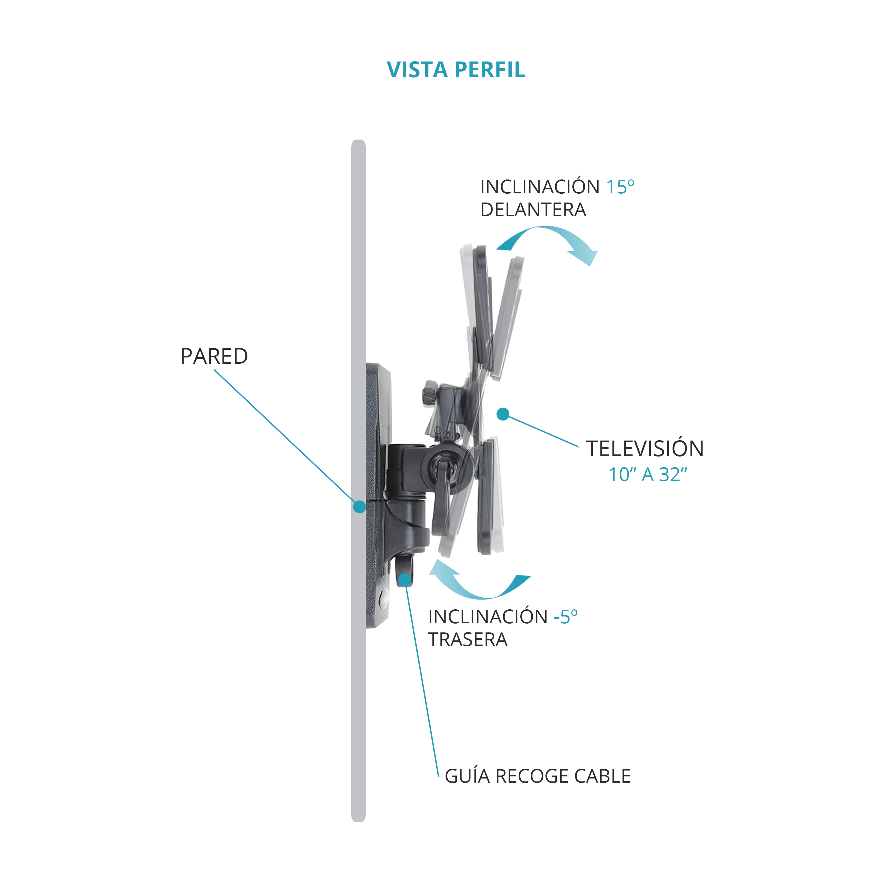 Tm electron Soporte TV Techo TMSLC411 32´´ - 65´´ Plateado