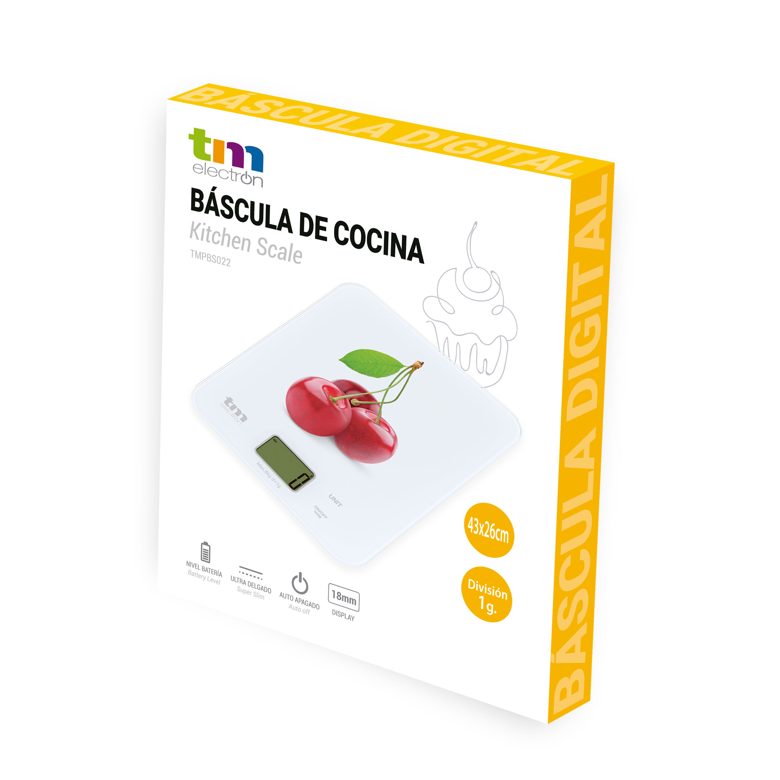 TM Electron TMPBS040 báscula de cocina sin pilas, acero inoxidable