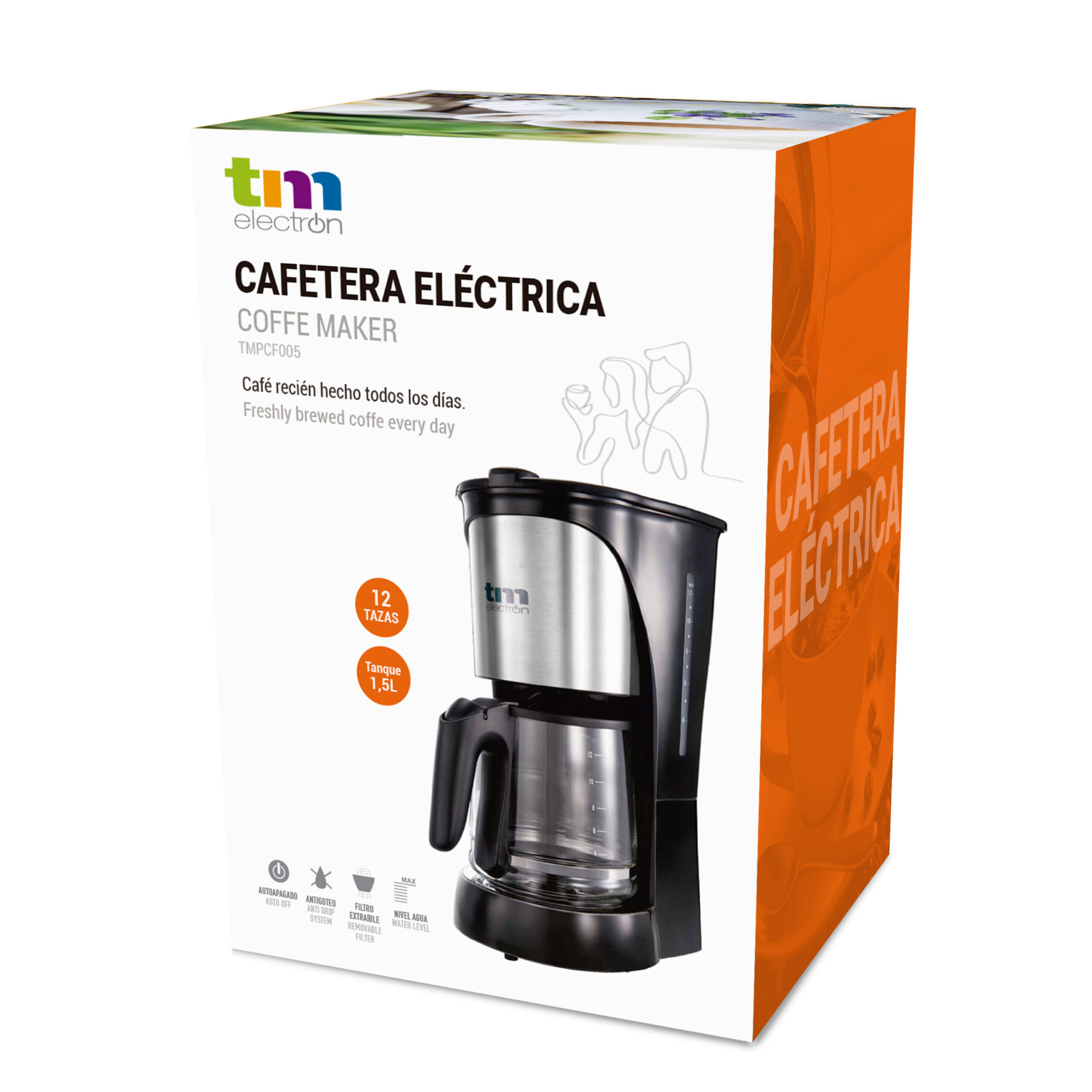 Cafetera Eléctrica 12 Tazas 1200 ml Amber Style - Electrobello