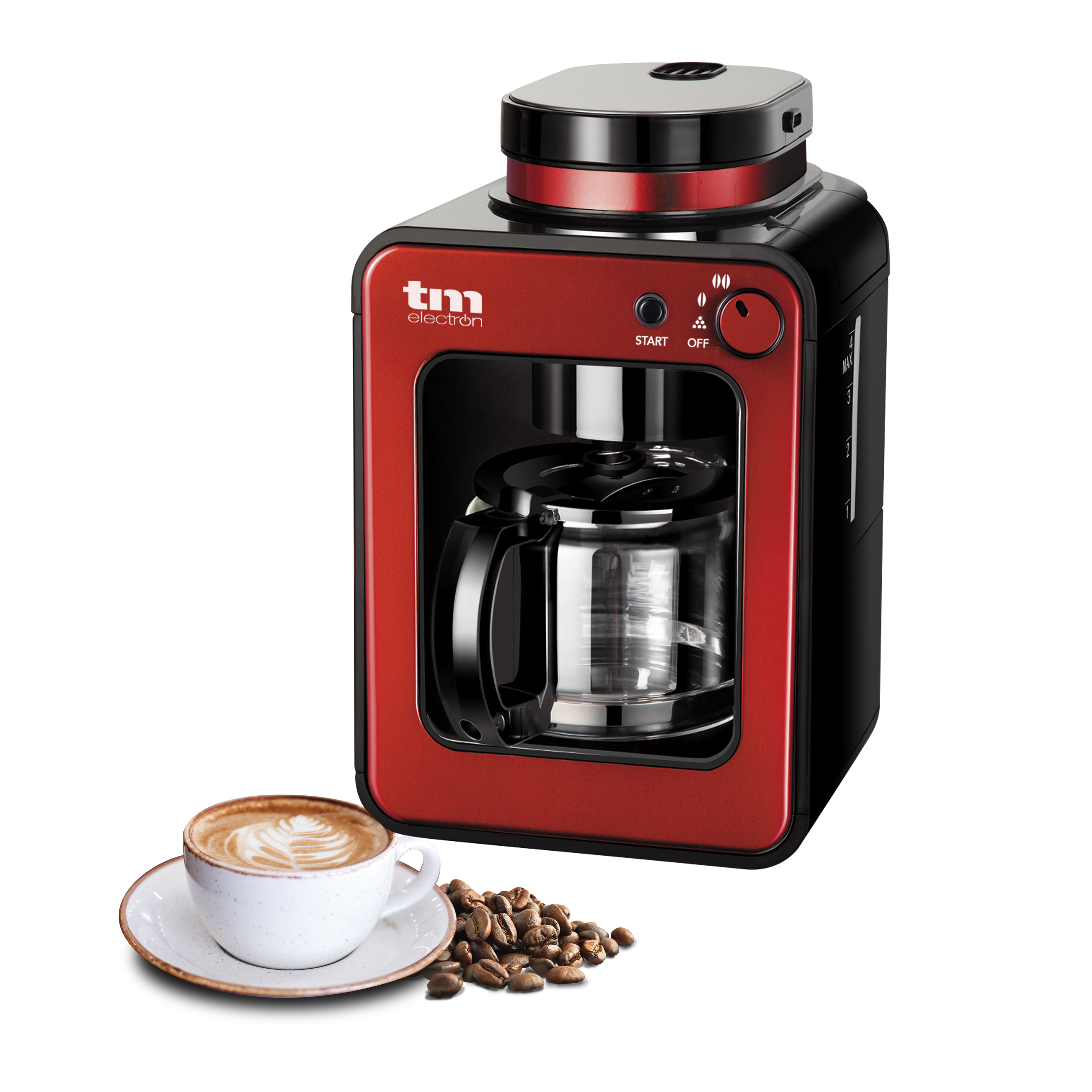 Mini cafetera de goteo con molinillo TMPCF020R TM ELECTRON Mini cafetera de goteo con molinillo TMPCF020R TM ELECTRON