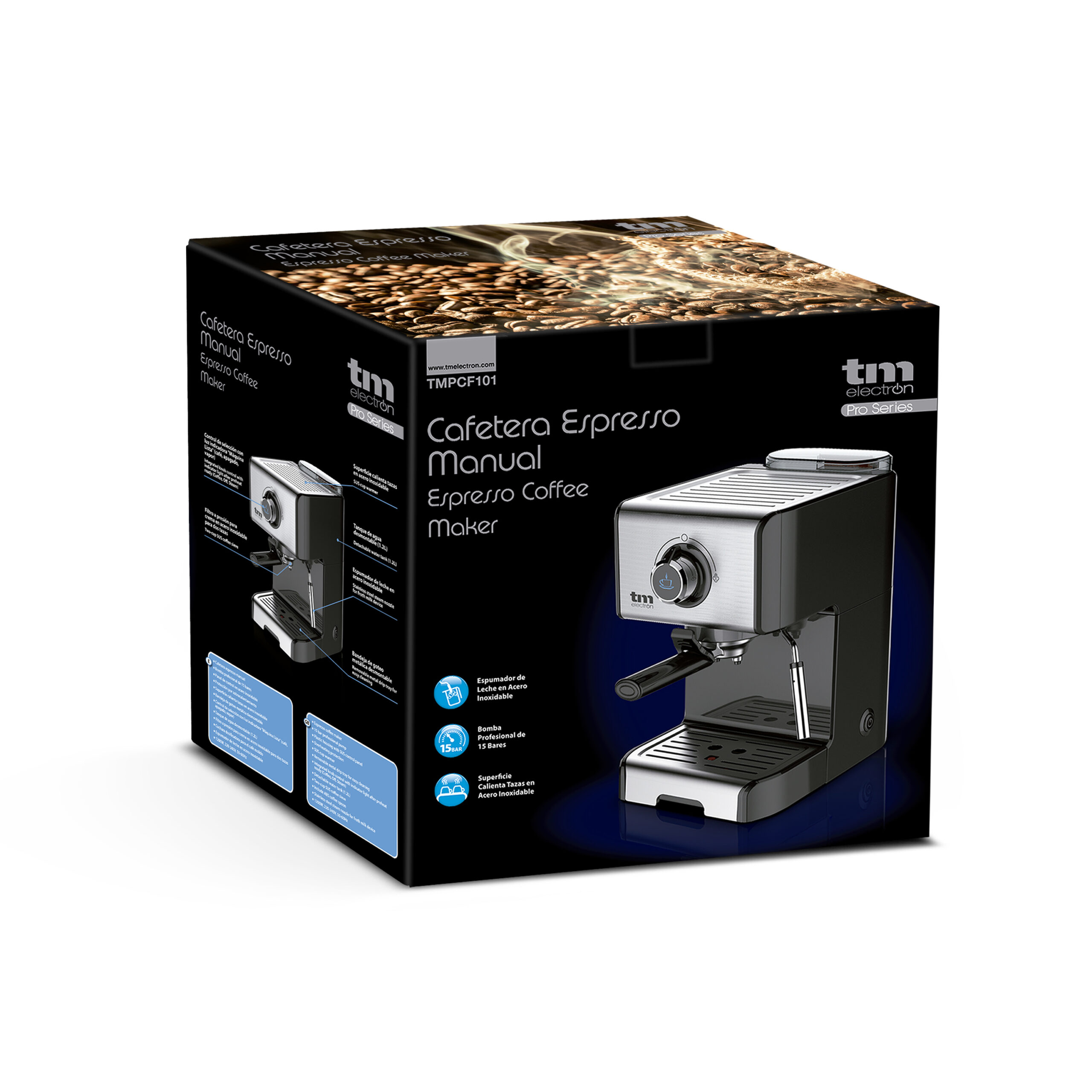 Cafetera Expresso Manual 15 Bares 2 Tazastm Electron Con 3 Funciones 1200w  con Ofertas en Carrefour