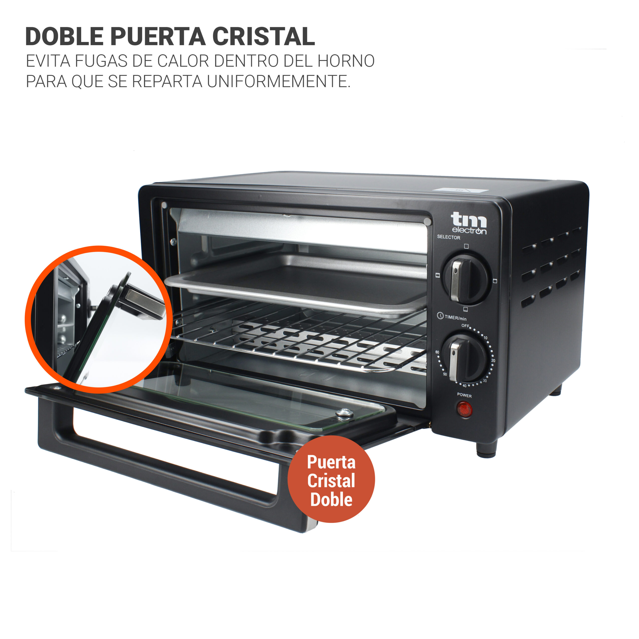 Horno tostador mini con temporizador de 10 L de capacidad y 800 W de  potencia TM Electron