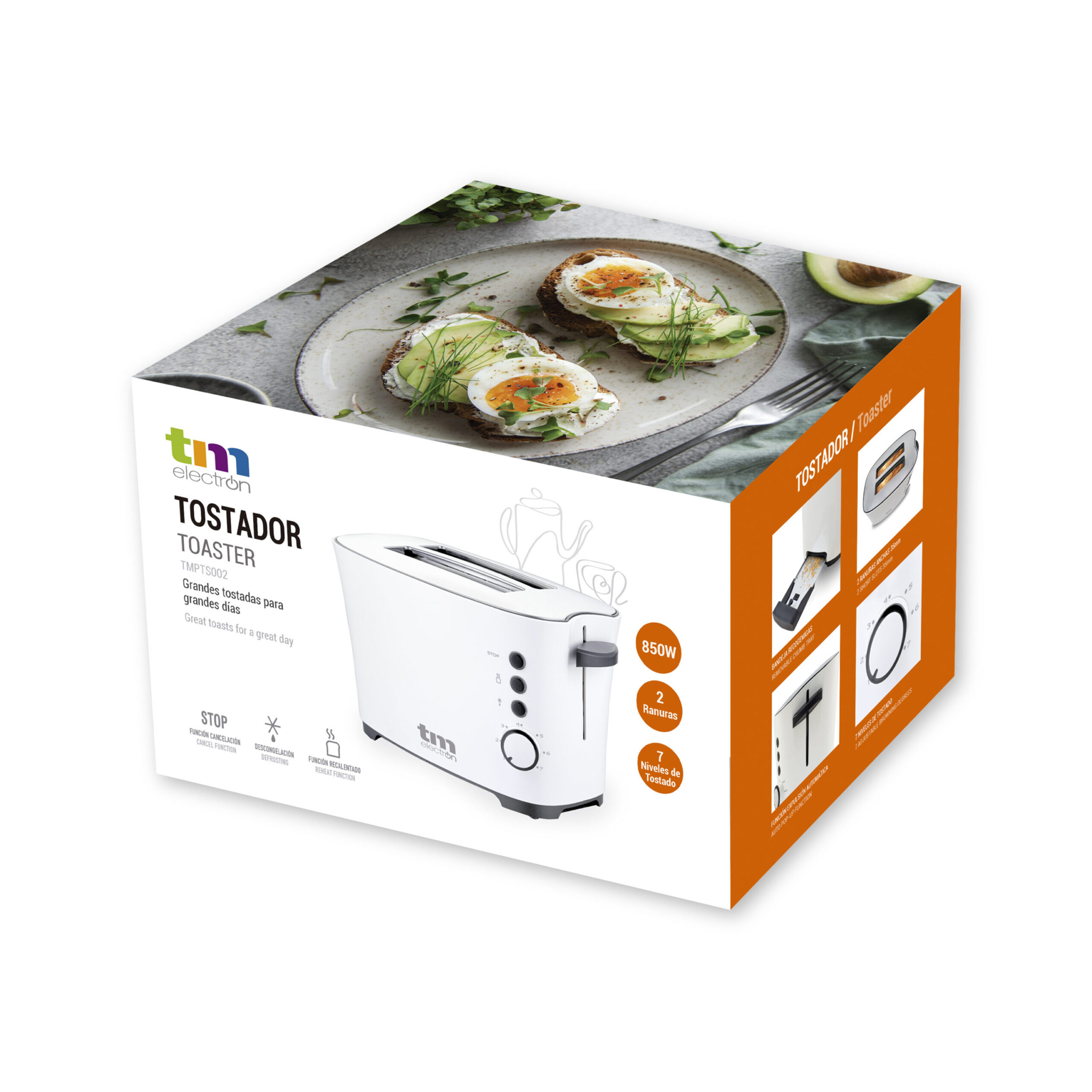 TM Electron TMPTS006WH Tostadora horizontal multifunción de 600W,  calentadores de cuarzo y con control de tiempo para el tostado, color  blanco – Mercatron – Tienda Online