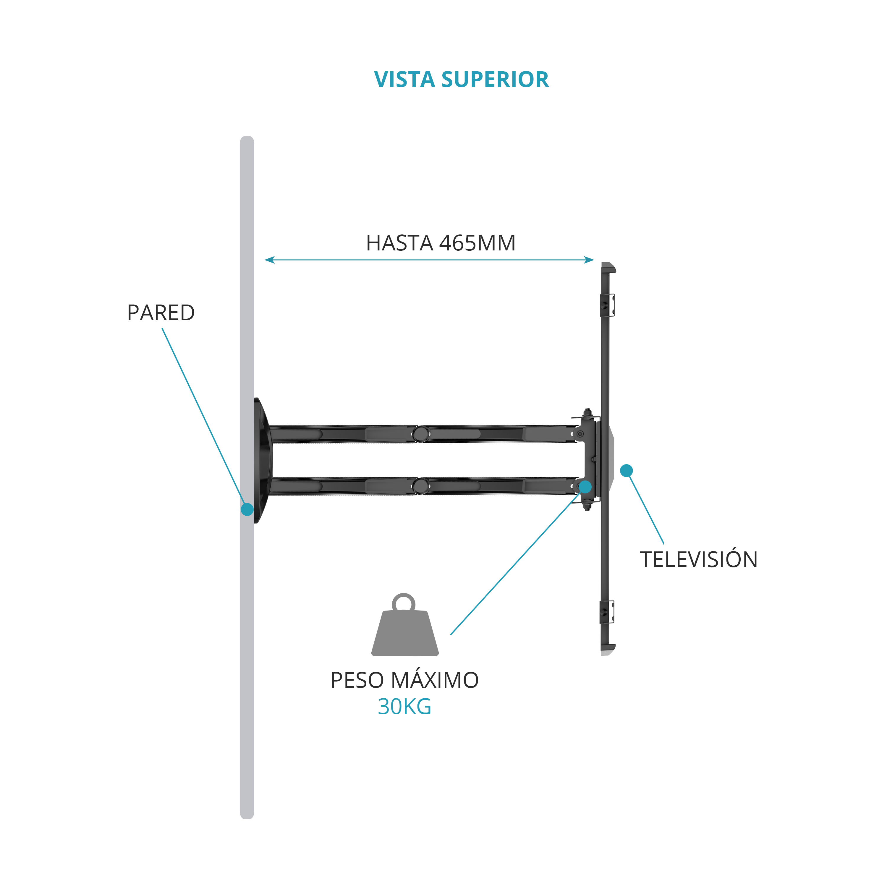 Tm electron Soporte TV Techo TMSLC411 32´´ - 65´´ Plateado