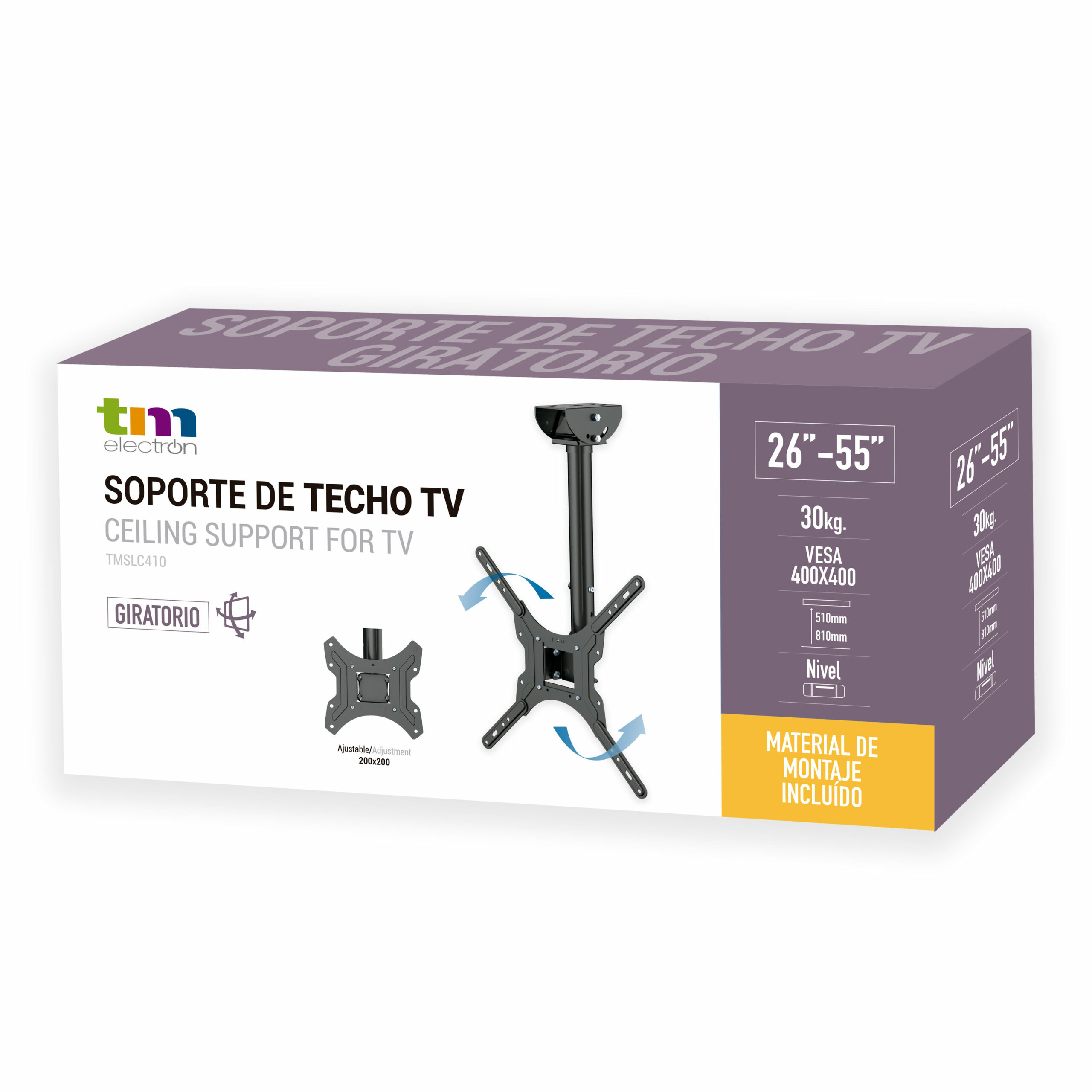 Tm electron Soporte TV Techo TMSLC411 32´´ - 65´´ Plateado