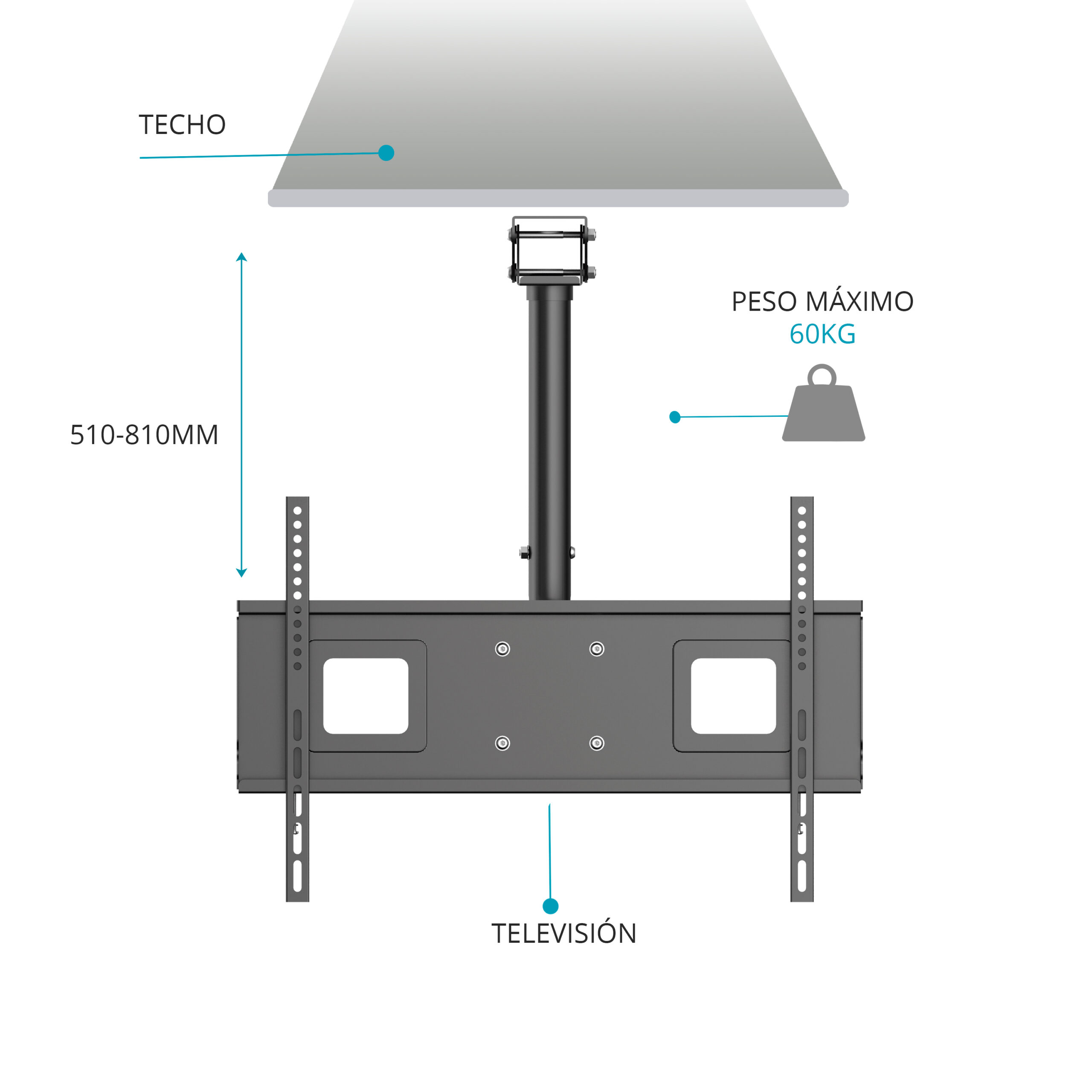 SOPORTE TM 10 A 32 - UN BRAZO - HASTA 25KG - VESA 200X200 - GIRO