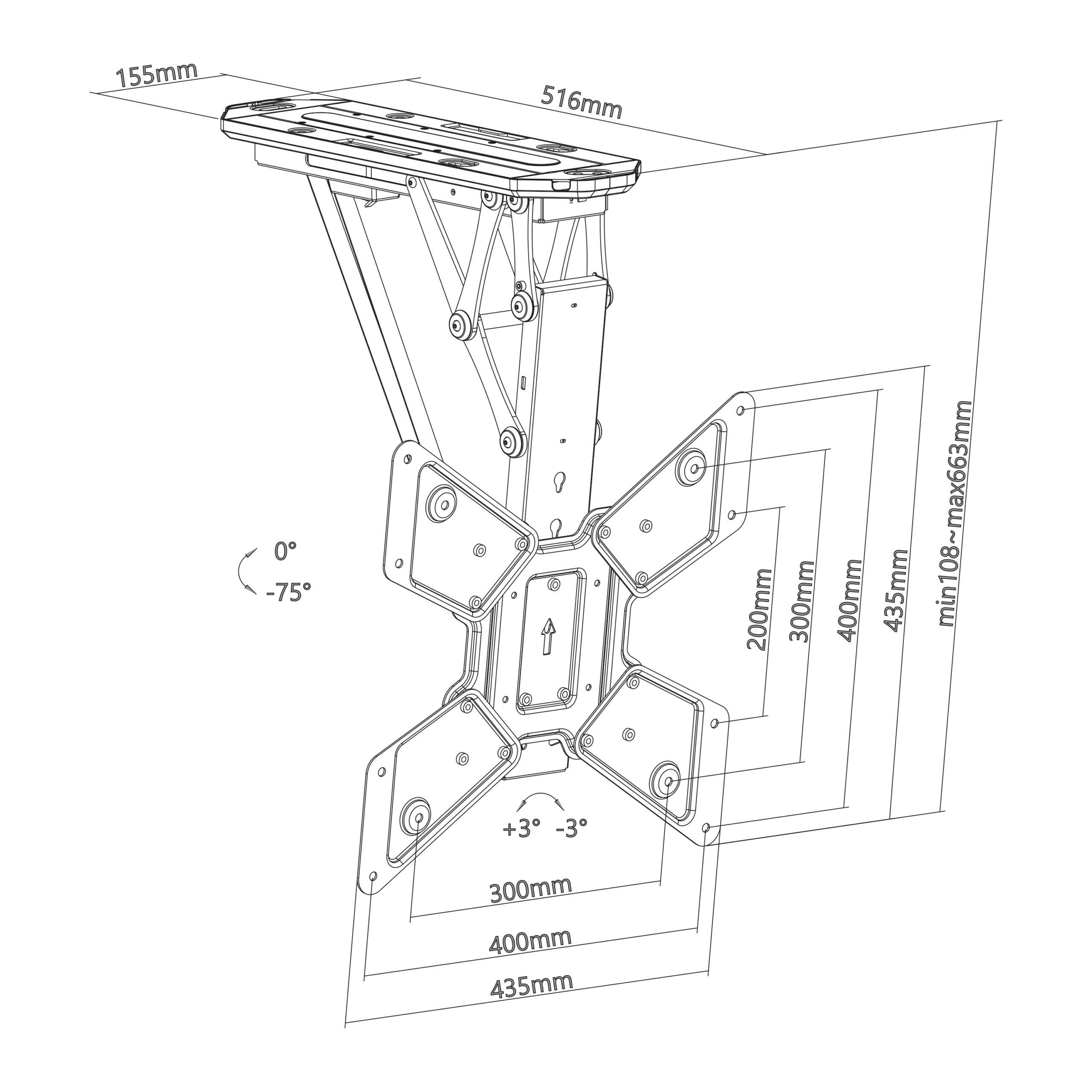 Soporte de techo abatible motorizado para TV - TM Electron