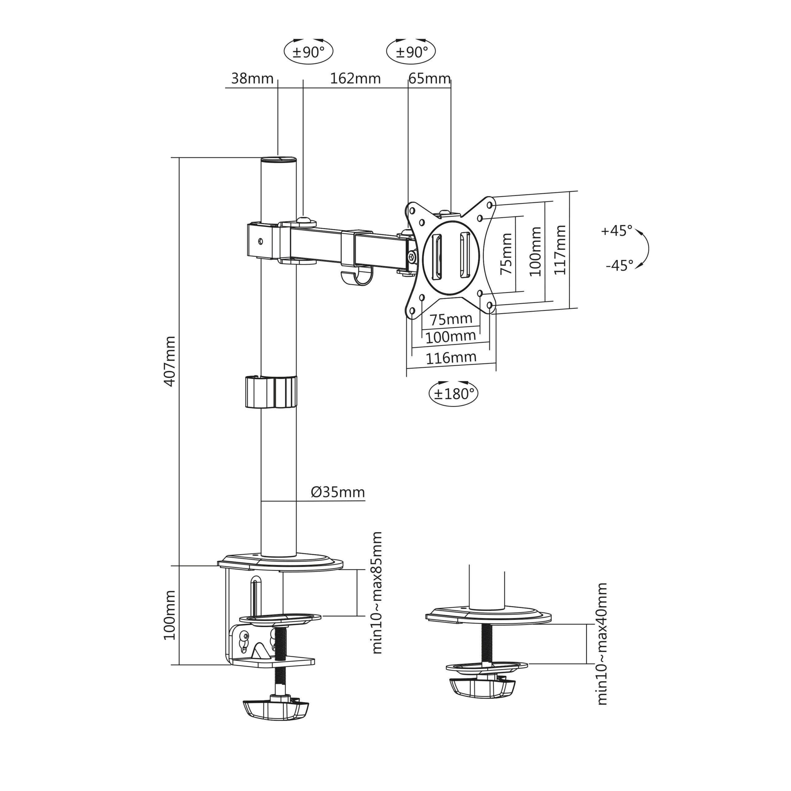 Soporte articulado para monitor - TM Electron