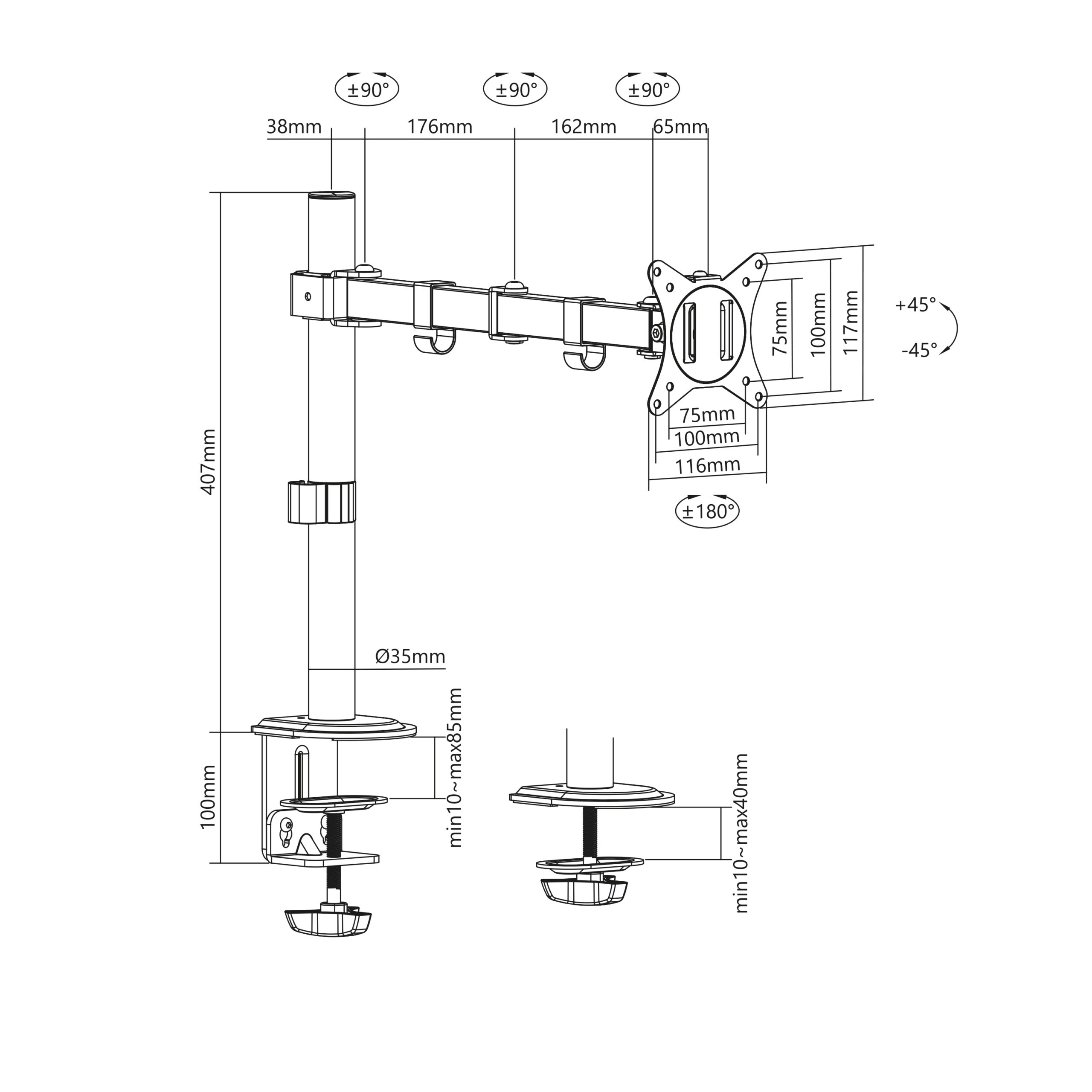 Soporte articulado para monitor - TM Electron