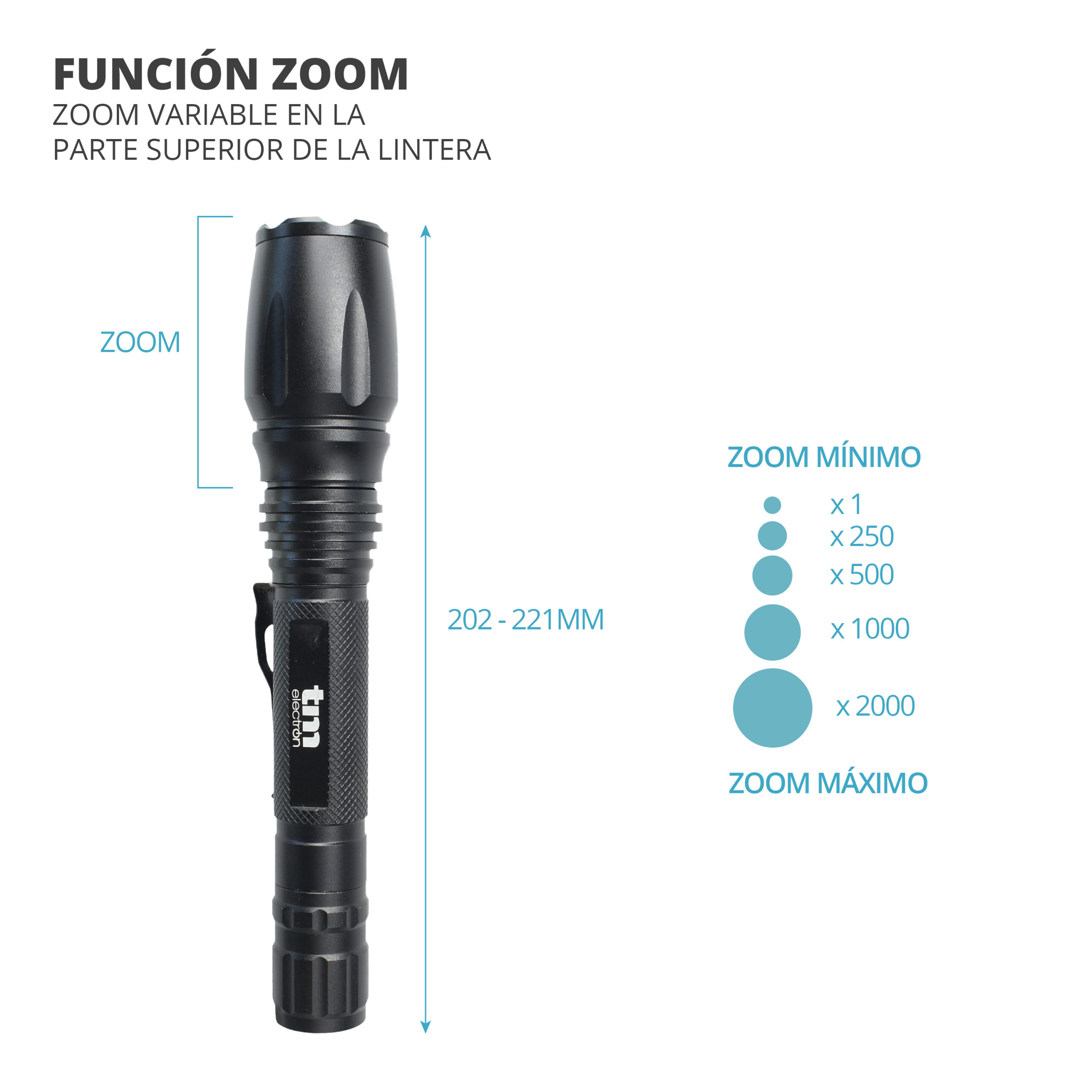 TM Electron TMTOR007 Linterna táctica LED de bolsillo de alta