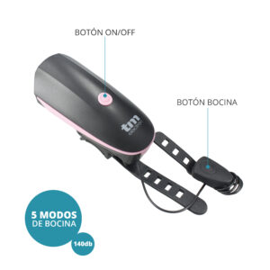 Luz de bicicleta con bocina (Rosa) - Image 3
