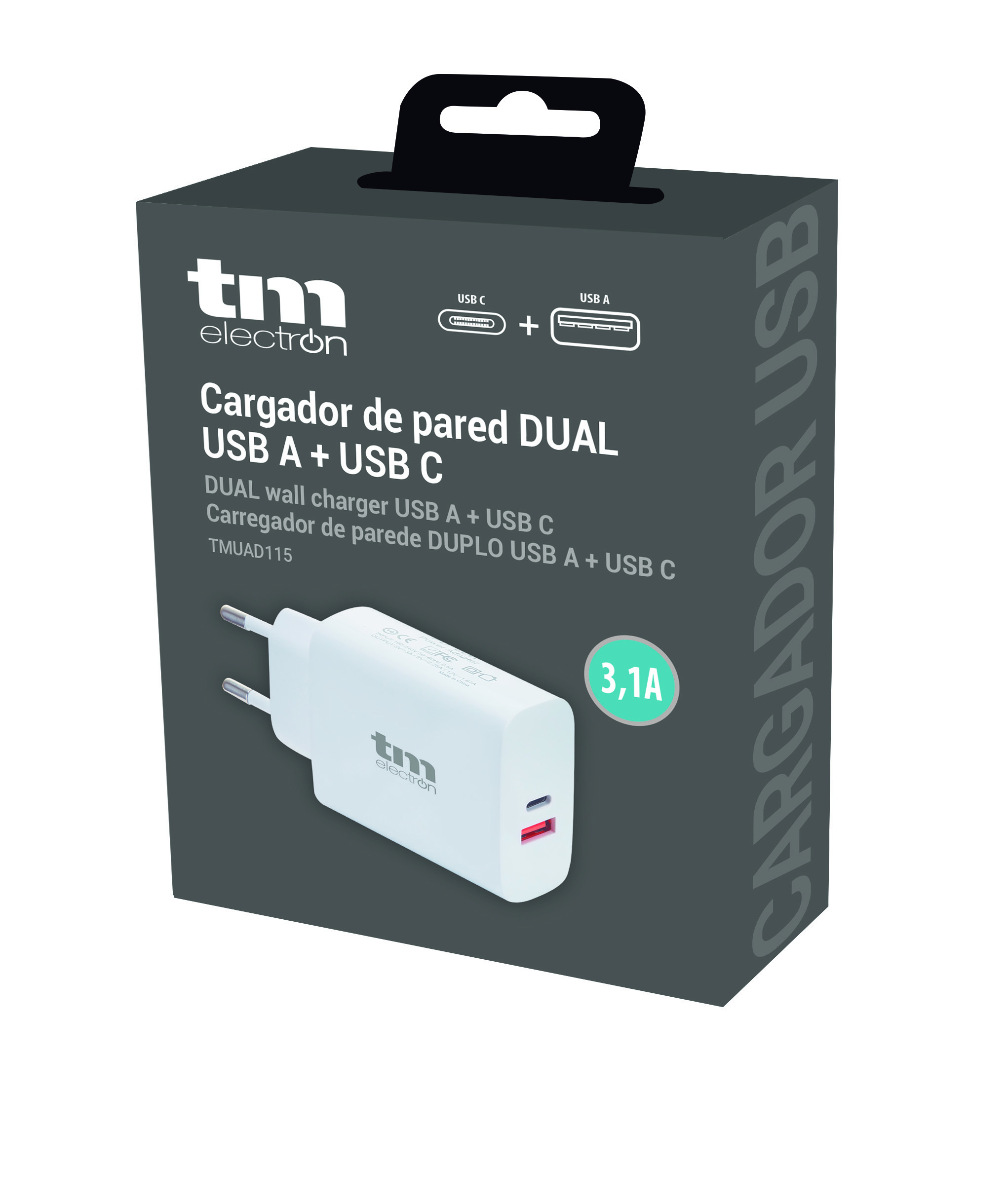 Cargador de pared DUAL USB A+USB C - TM Electron