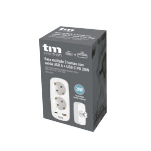 Base múltiple 2 tomas con salida USB A + USB C PD 20W - Image 7