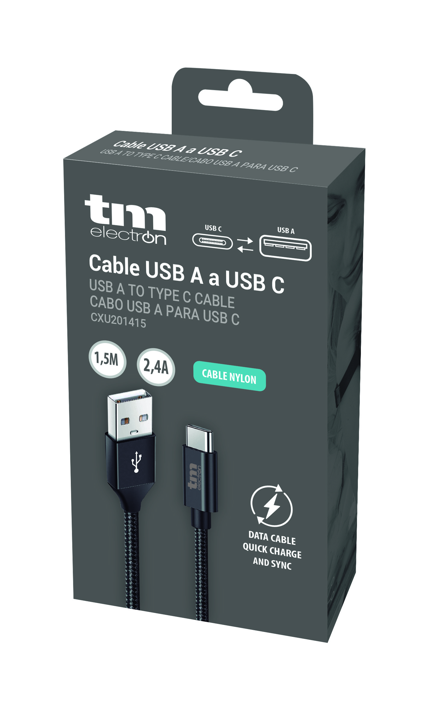 Cable USB A a USB C (Nylon_1,5m.) - Imagen 2