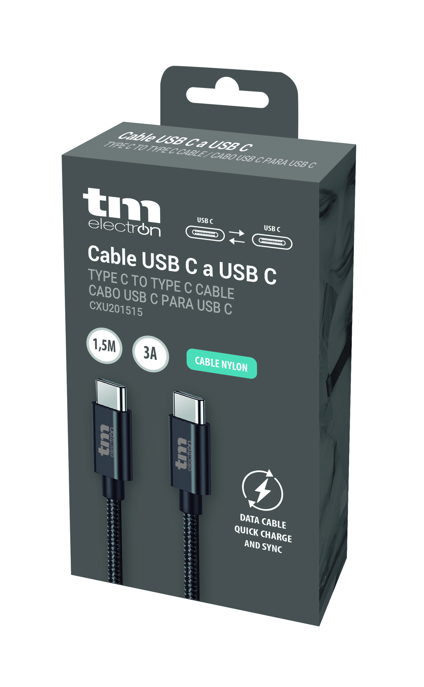 Cable USB C a USB C (Nylon_1,5m.) - Imagen 2