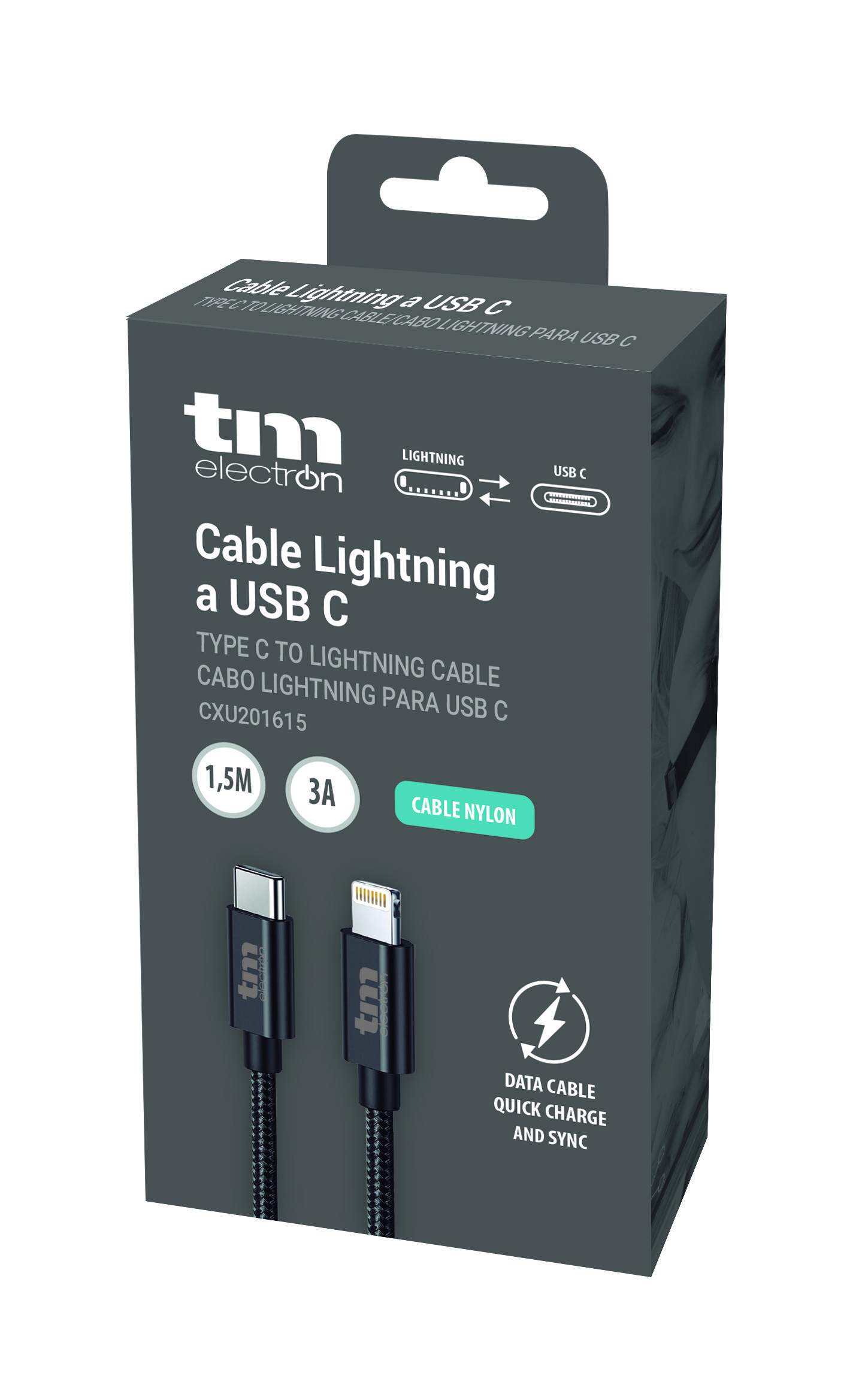 Cable Lightning a USB C (Nylon_1,5m.) - Imagen 2
