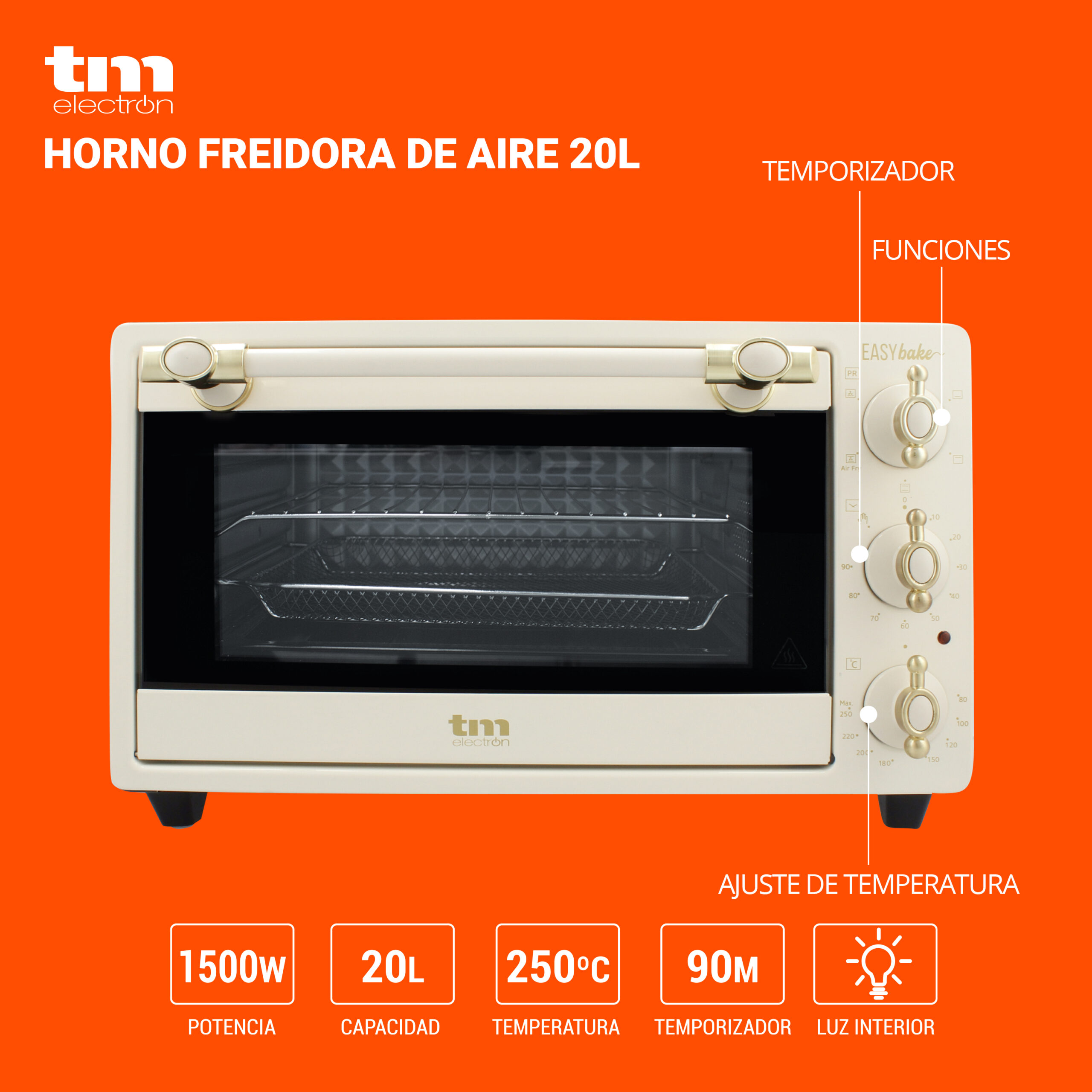 Horno freidora de aire 20L (beige) - Imagen 2
