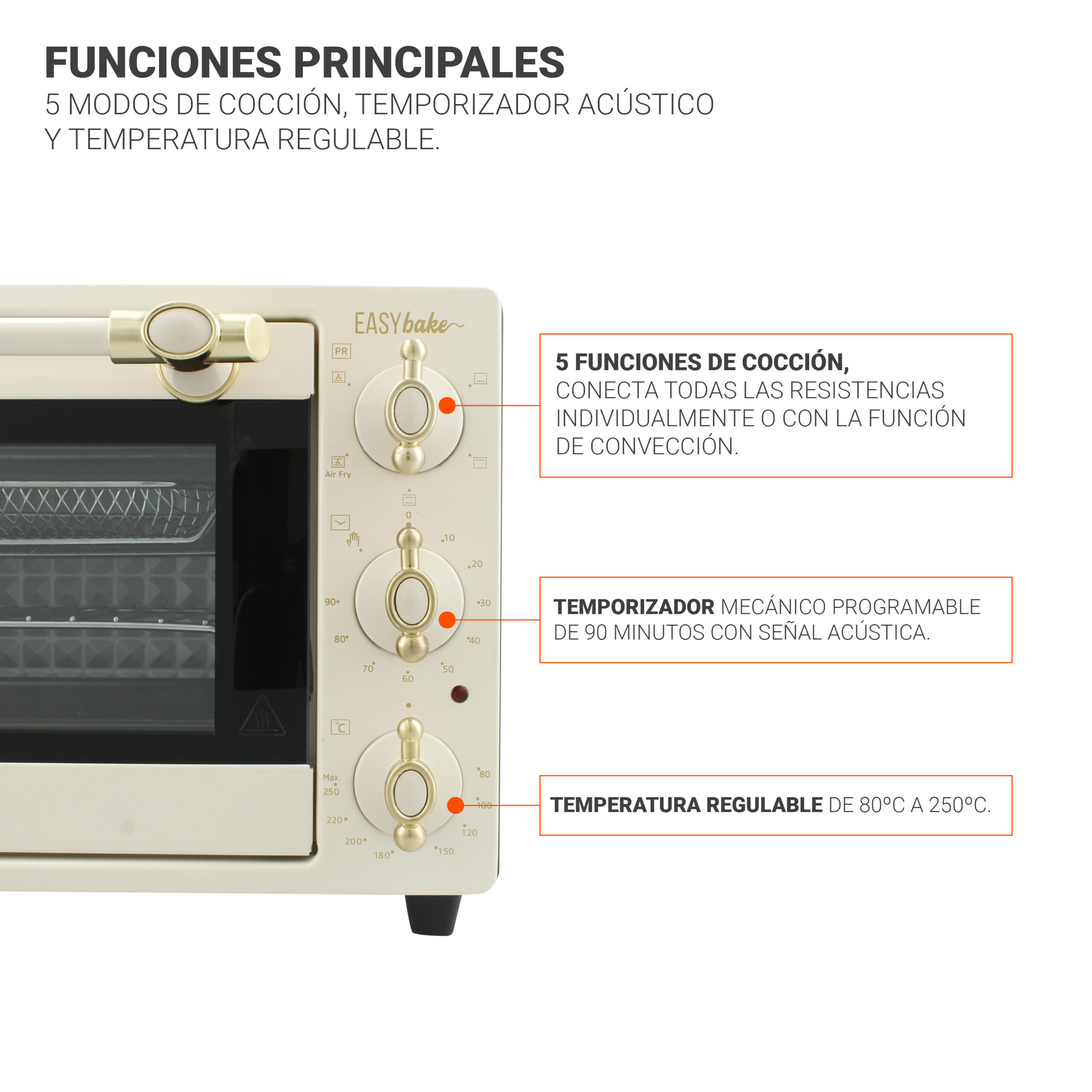 Horno freidora de aire 20L (beige) - Imagen 7